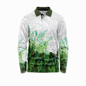 Premium Emerald Vines Long Sleeve Polo  Crewneck Sweatshirt